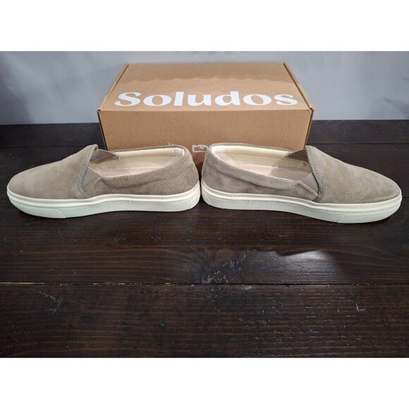 NIB Soludos Ibiza Suede  Slip-On Platform Sneakers in Sage (Grey)/Size 7 - Picture 4 of 11